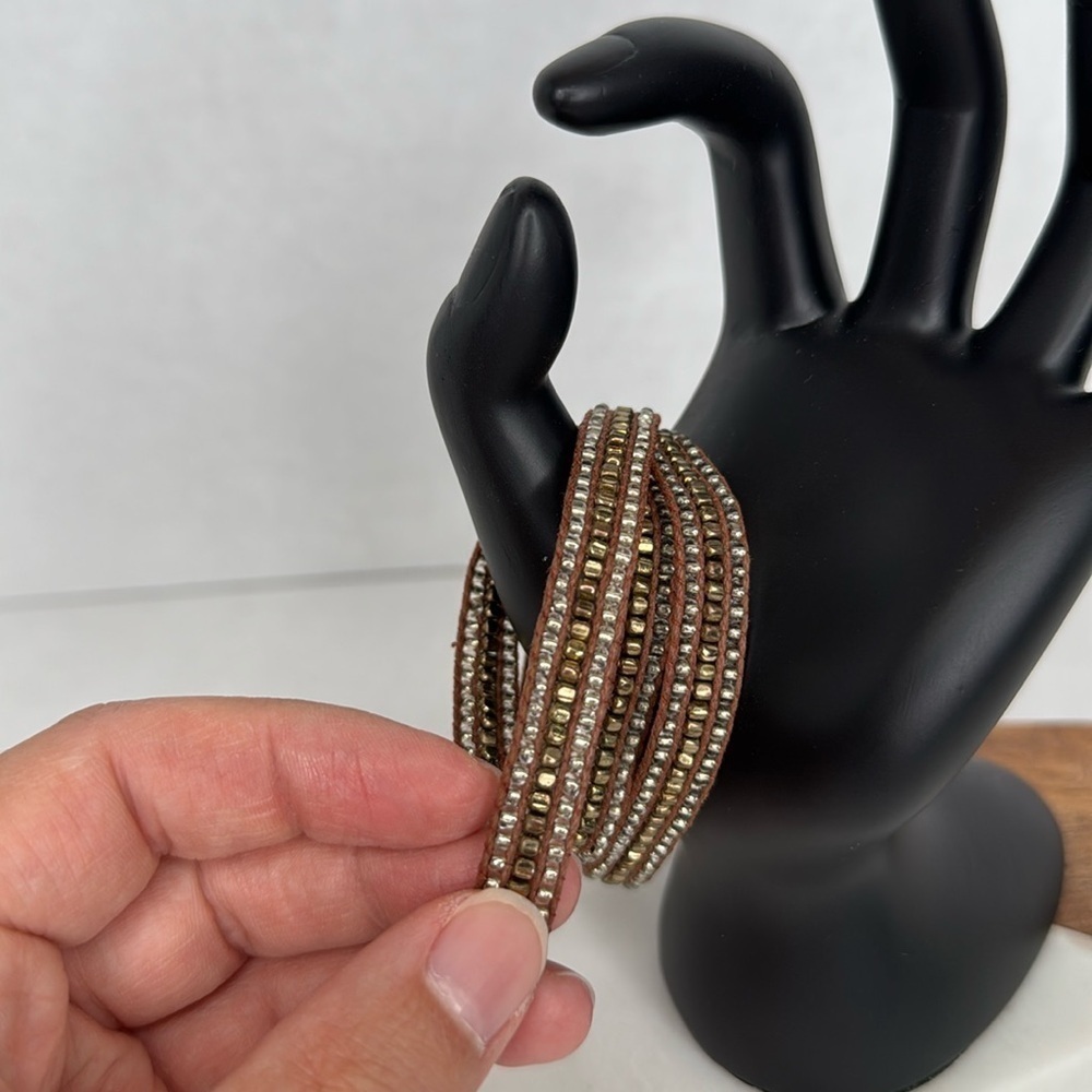 Gap Brown and gray beaded wrap bracelet - Picture 2 of 6